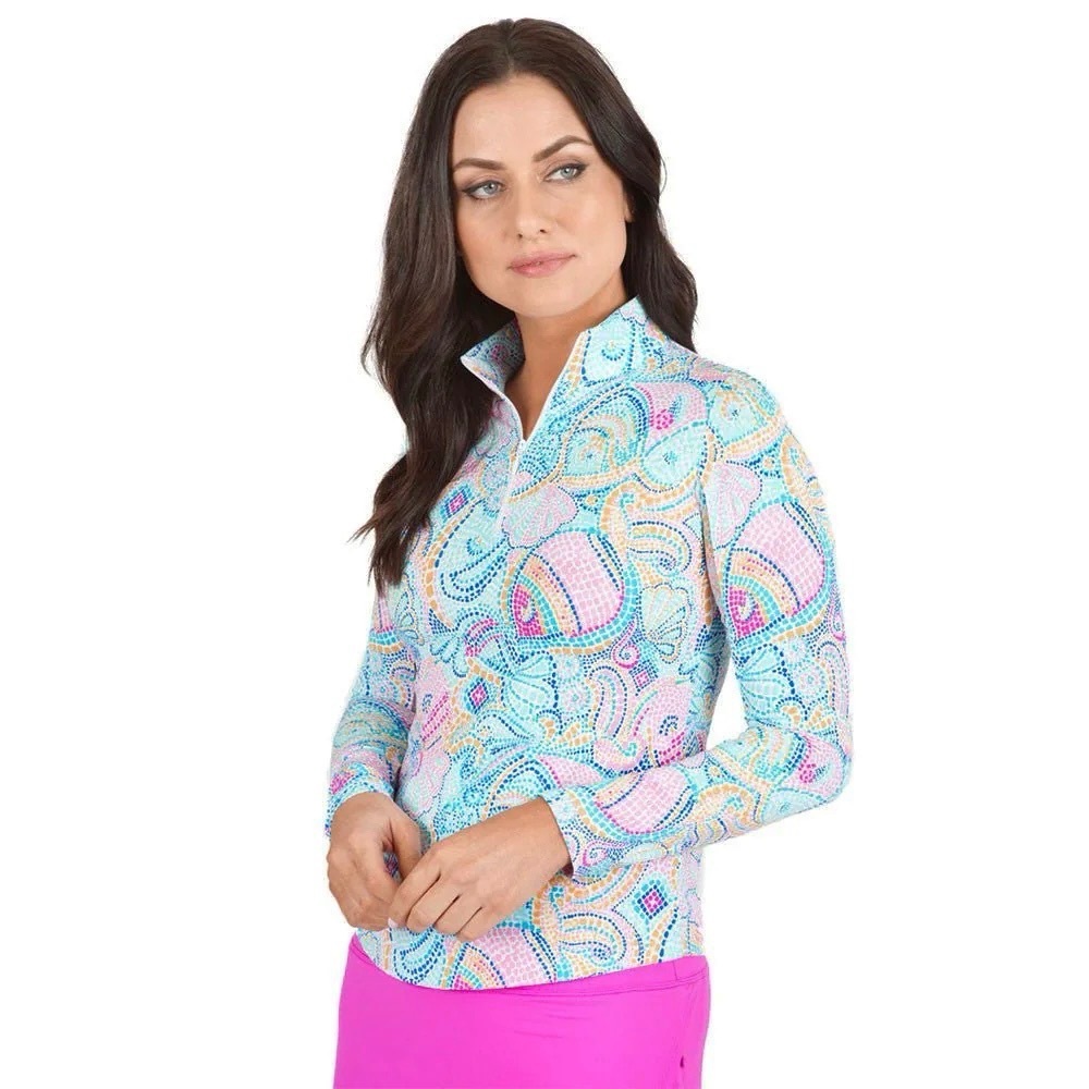 Ibkul Mariel Mock Neck Long Sleeve Top Candy Pink - Picture 3 of 5